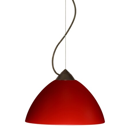 Besa Lighting Tessa Cord Pendant, Red Matte, Bronze Finish, 1x75W Incandescent 1KX-420131-BR